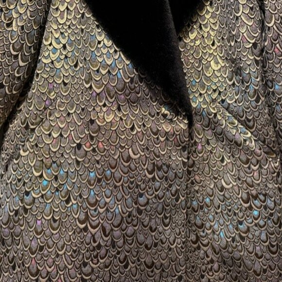 Retro Metallic Brocade Guided by Glistening Grace Coat with fur collar  - NWT - Picture 10 of 16